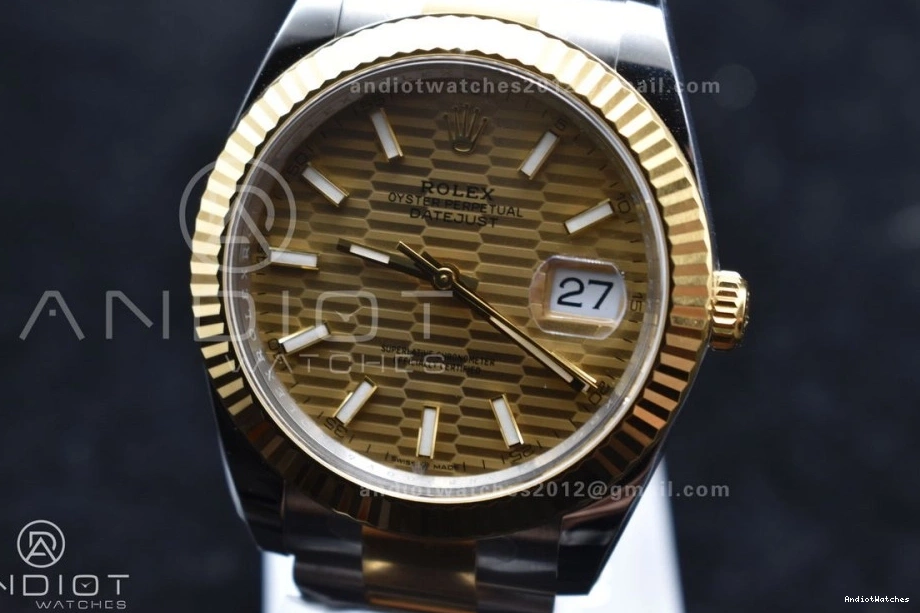 126333 YG 904L Oyster DateJust SS YG Steel Dial 41 Textured Edition Best Clean Sleek 608 VR 1:1 on Bracelet 0713